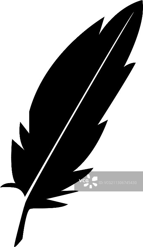 羽毛图标在白色背景书写羽毛笔图片素材