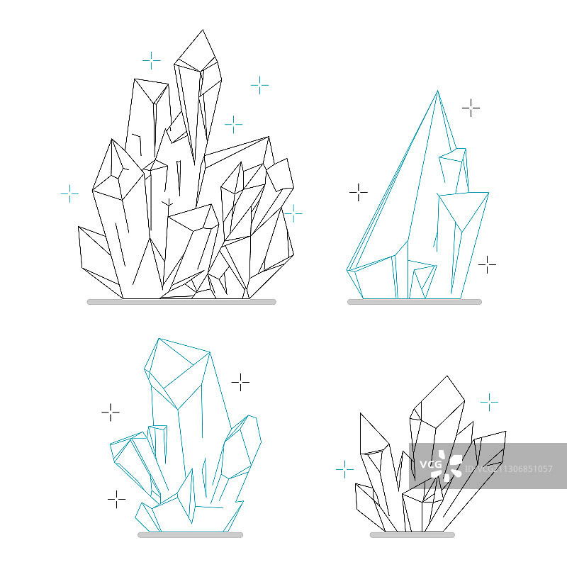 水晶和钻石系列图标集图片素材