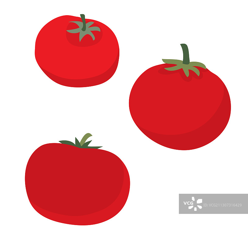 设置红色番茄平面卡通图片素材