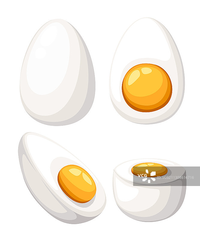 卡通鸡蛋孤立在白色的背景设置图片素材