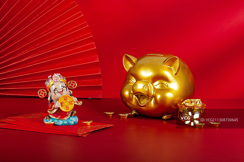 新年红包和金色小猪图片素材