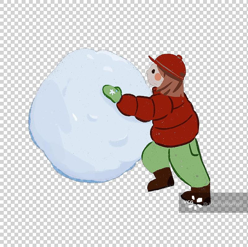 女孩冬天玩耍雪球人物插画图片素材