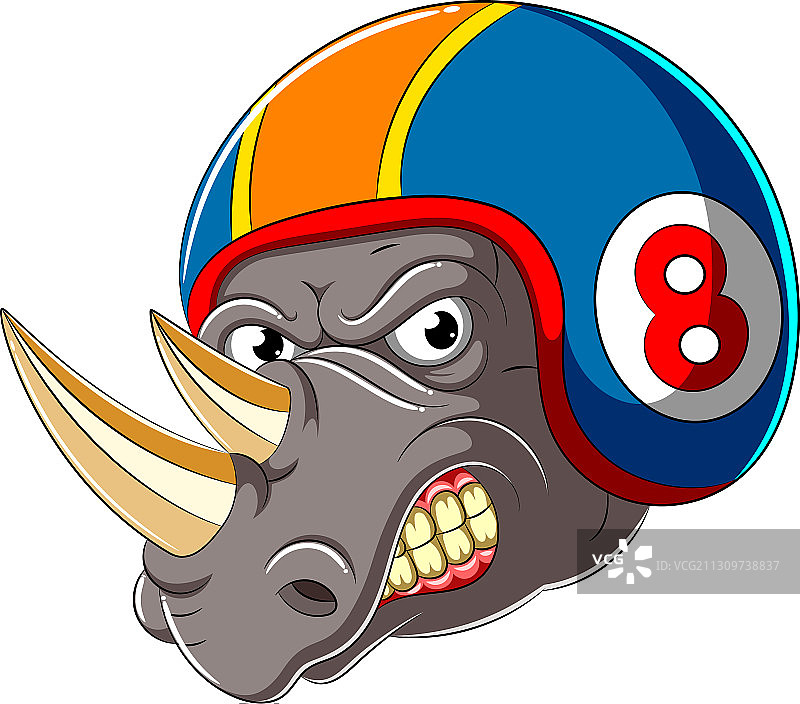 愤怒的犀牛戴着头盔赛车图片素材
