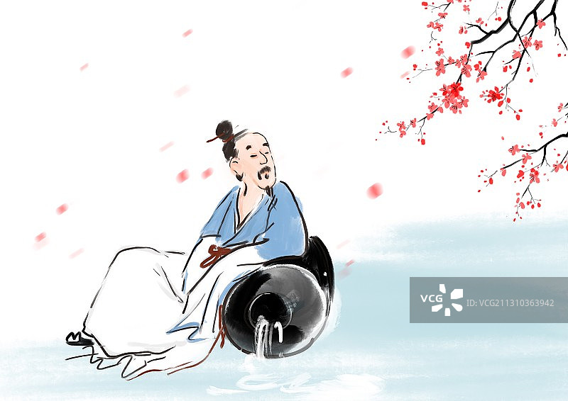 酒文化中国诗人插图图片素材