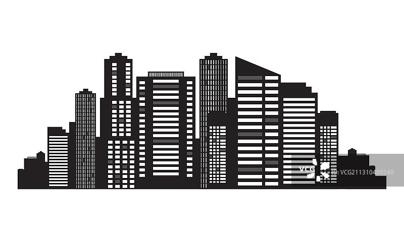 现代城市剪影摩天大楼和建筑物图片素材