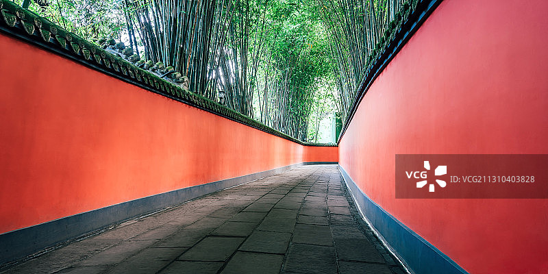 中国四川成都武侯祠红墙长廊图片素材