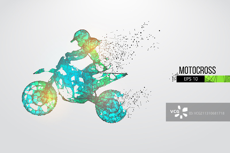 抽象轮廓线框摩托车越野赛车手图片素材