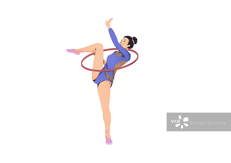 扁平肌理风格女子体操表演插画图片素材