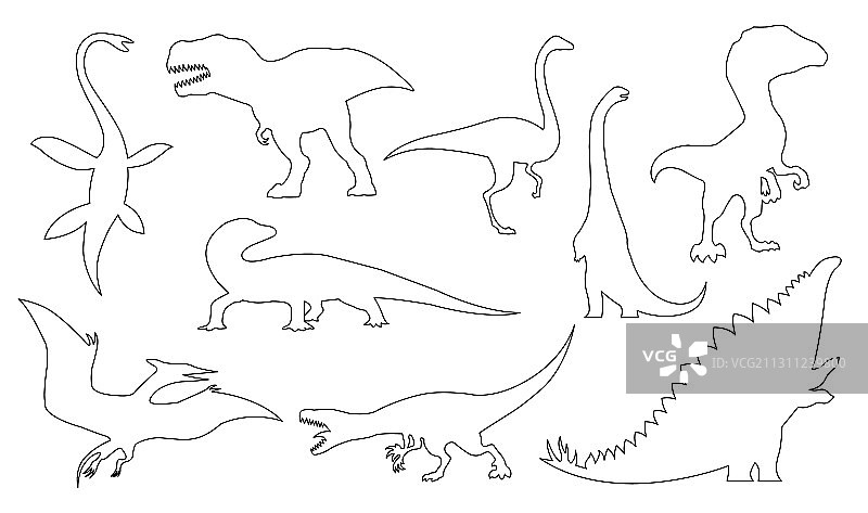 恐龙剪影设置着色恐龙怪物图片素材