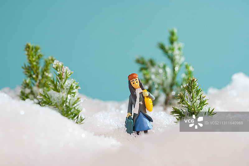 微缩场景模型，冬季雪景图片素材