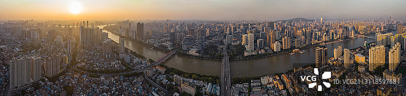 广州城市景观珠江两岸全景图片素材