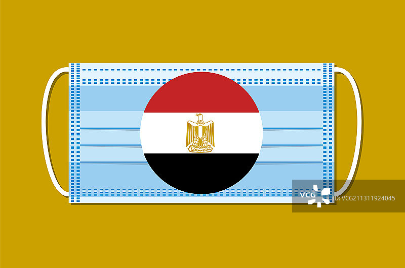 医用口罩上有一面圆形的埃及国旗图片素材