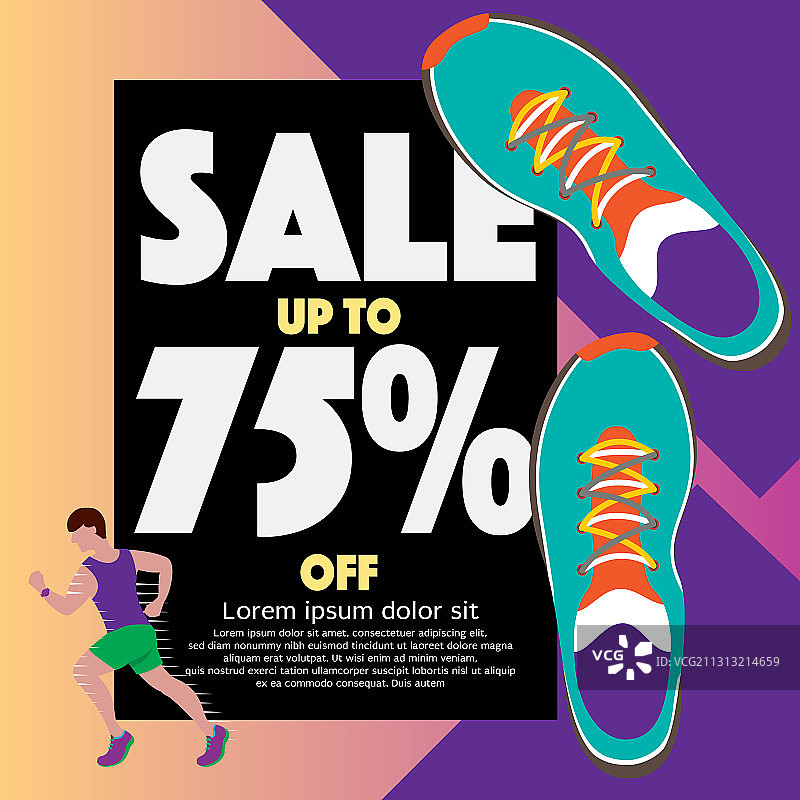 百分之七十五的跑鞋销售概念图片素材