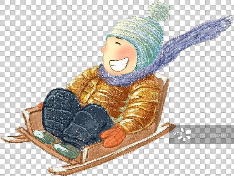 卡通儿童冬天滑冰元素图片素材