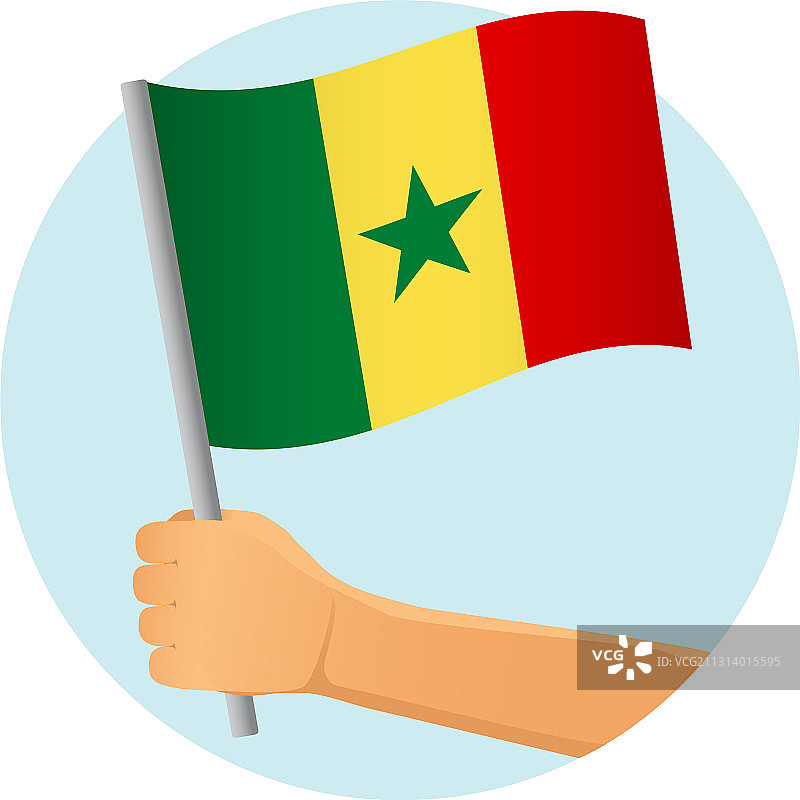 手握塞内加尔国旗图片素材