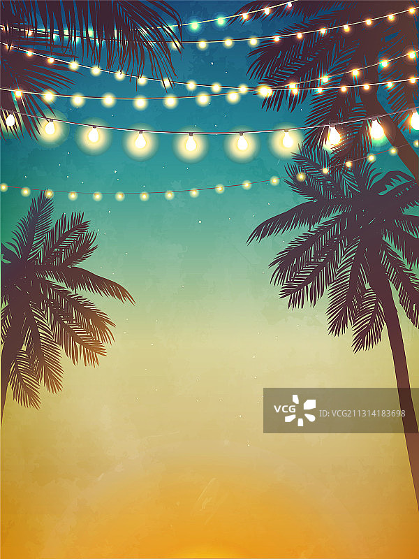海滩假日装饰灯的背景图片素材
