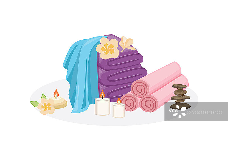 水疗和放松浴用品-新鲜毛巾图片素材