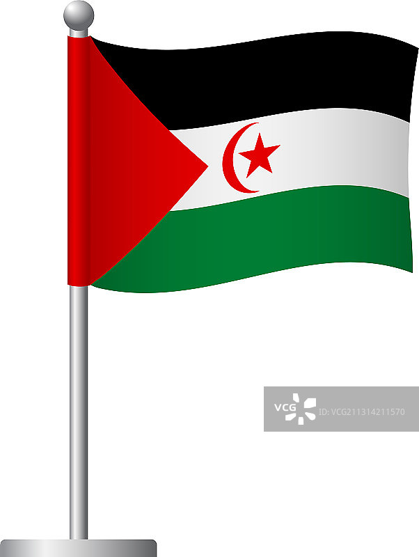 阿拉伯撒哈拉民主共和国旗杆上的图标图片素材