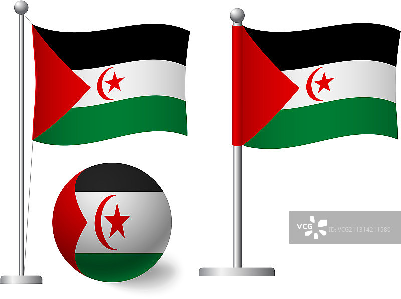 阿拉伯撒哈拉民主共和国的旗杆和图片素材