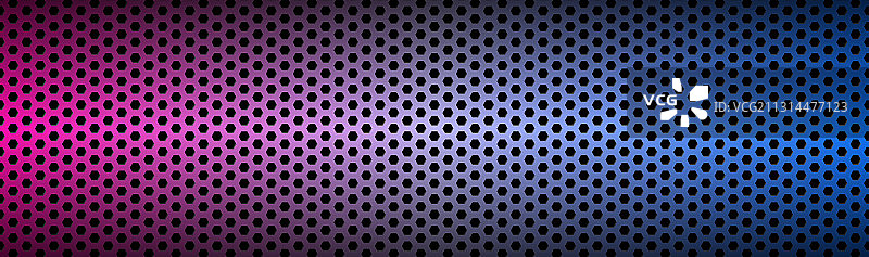 抽象蓝色和紫色氖气六角形封头图片素材