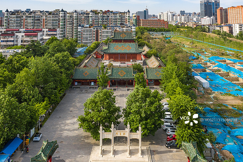 河南郑州文庙航拍图片素材