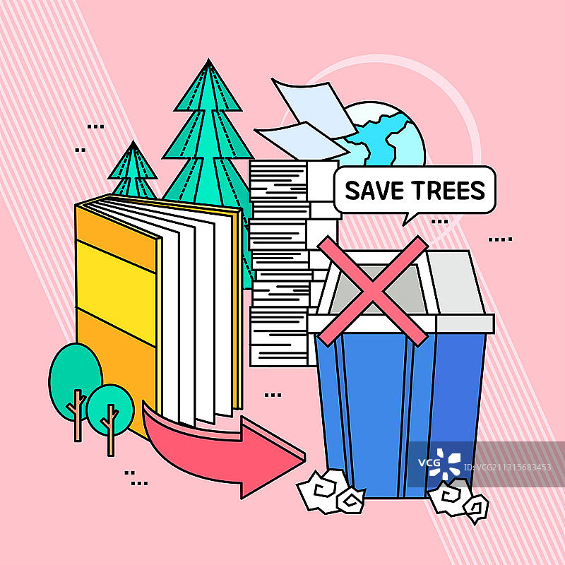 绿色运动主题矢量插图拯救树木图片素材