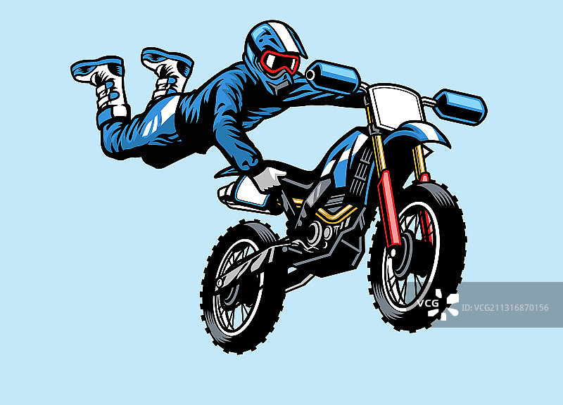 摩托车越野者跳上摩托车图片素材