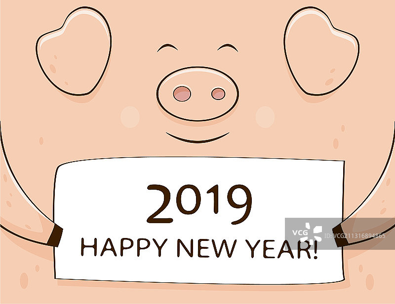 快乐猪脸贴新年贺卡图片素材