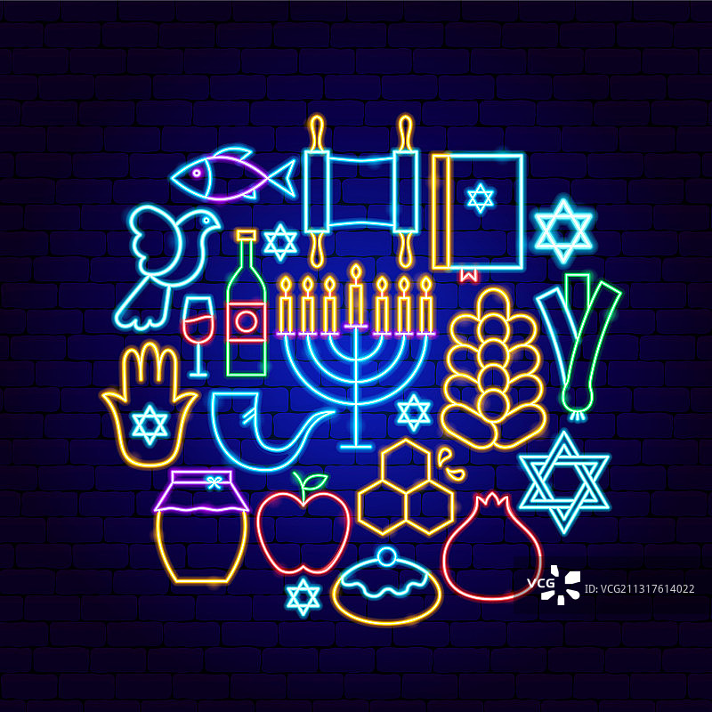 犹太教霓虹概念图片素材