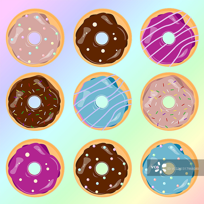 设置卡通彩色甜甜圈图片素材