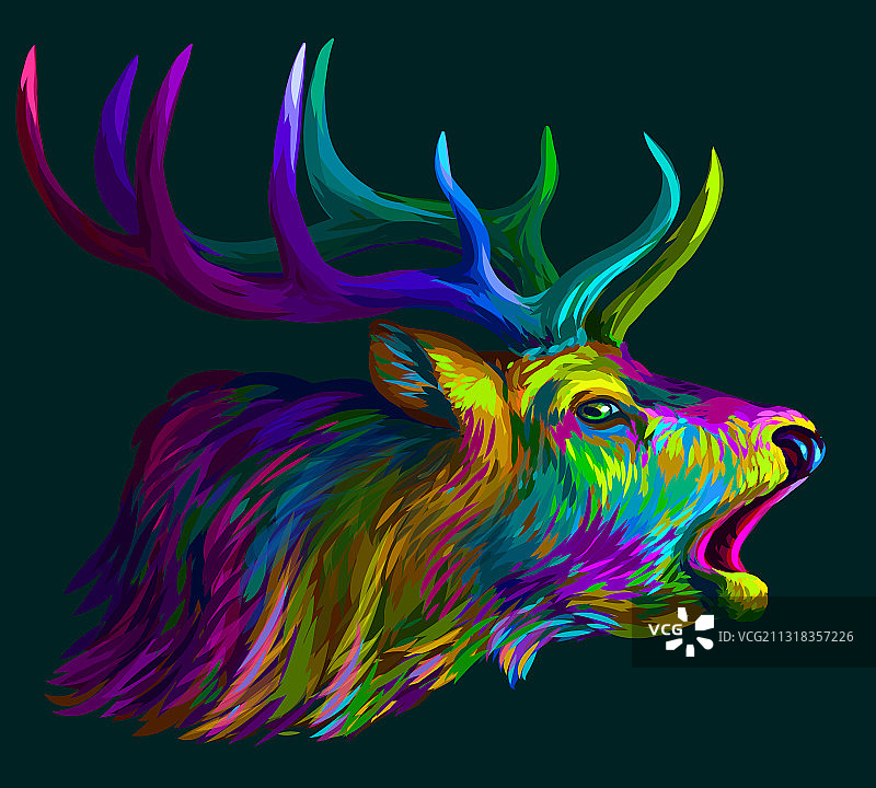 鹿抽象霓虹多色肖像图片素材