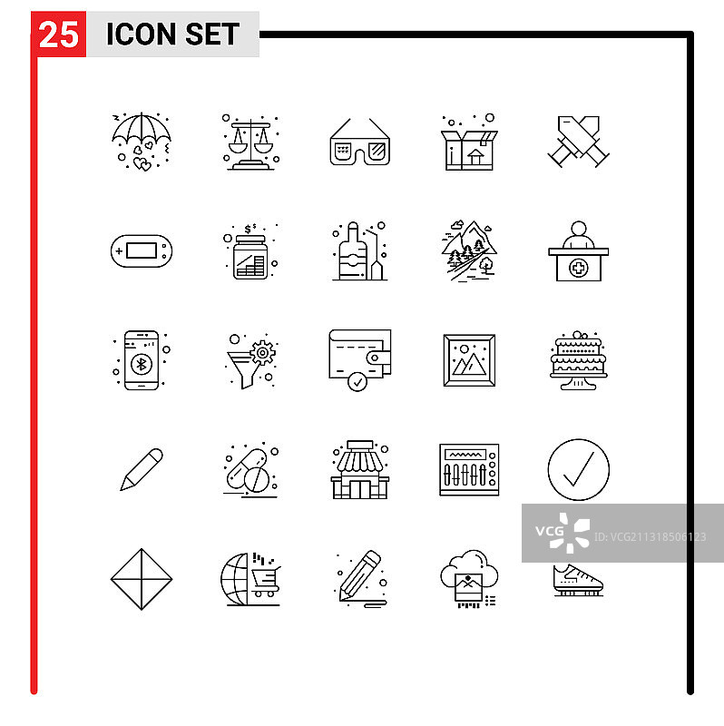 25个主题线和可编辑的符号徽章图片素材