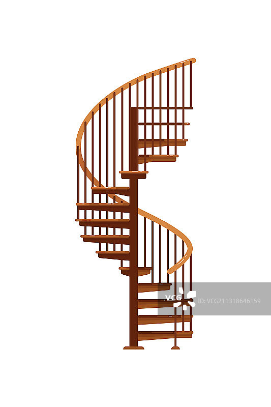 螺旋楼梯孤立的木制楼梯图片素材
