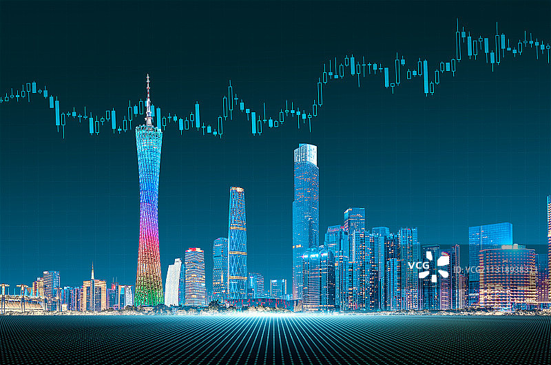 广州城市金融股市证券走势概念图片素材