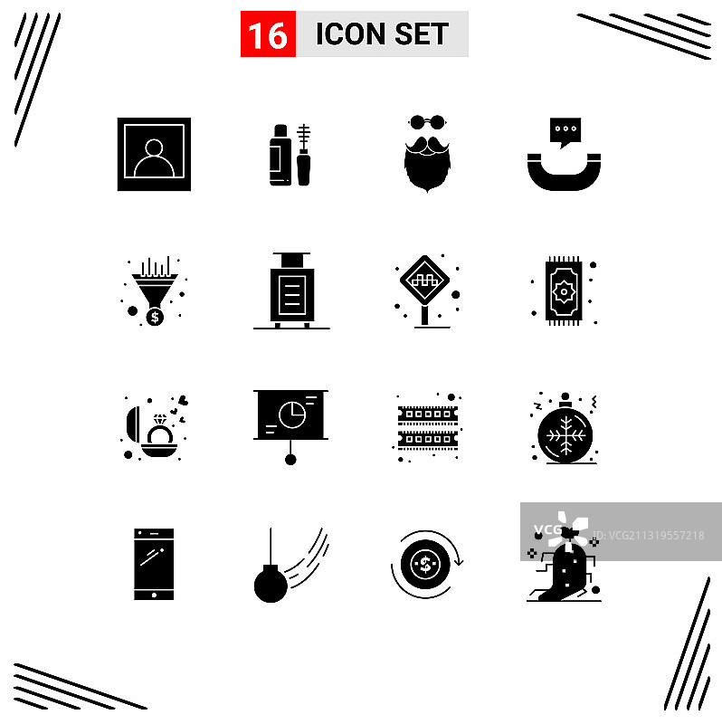 包装16个现代固体符号符号和符号图片素材