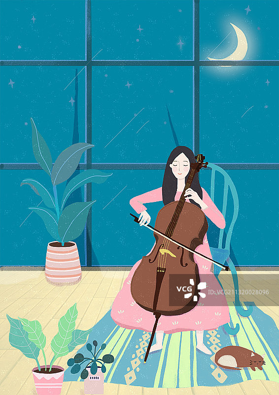 拉大提琴的女孩图片素材