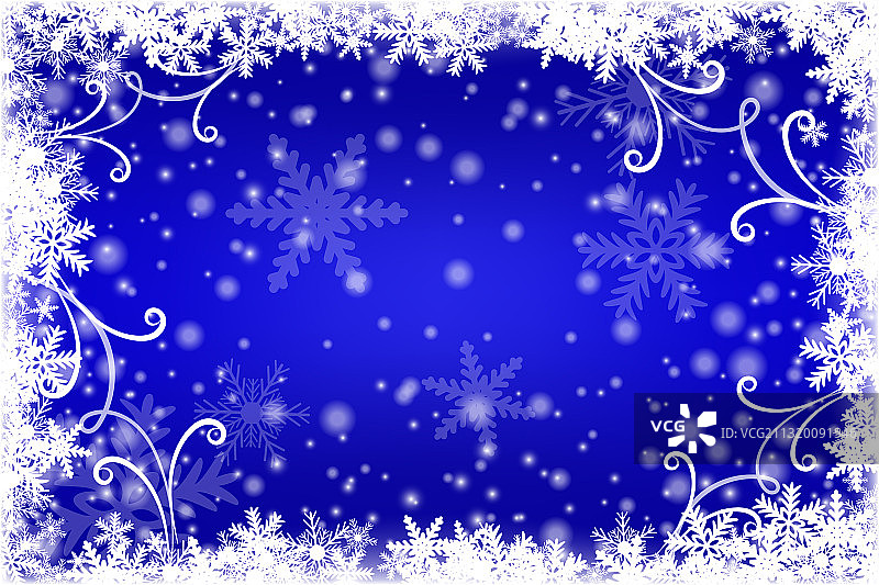 冬季蓝色背景与雪花图片素材