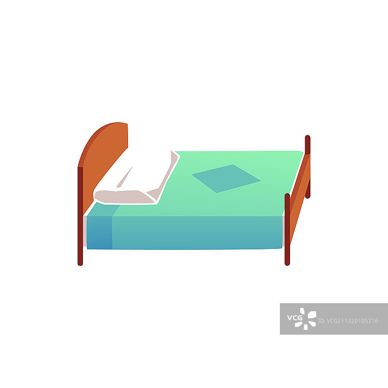 离子儿童床与枕头和毛毯平铺图片素材