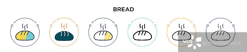面包图标在填充细线轮廓和描边图片素材