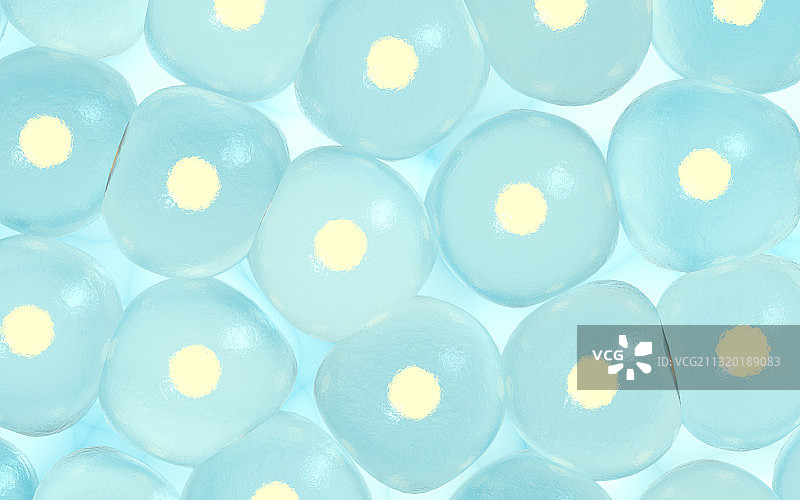 聚集的蓝色透明细胞 3D渲染图片素材