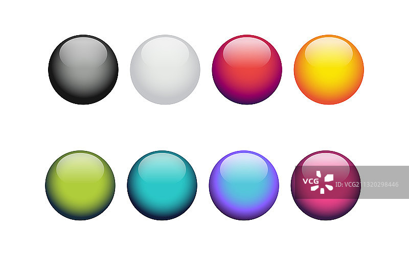 闪亮的球不同的颜色孤立在白色图片素材