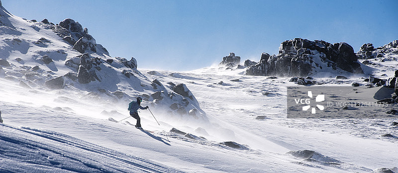 在澳大利亚新南威尔士州的Thredbo滑雪场滑雪图片素材