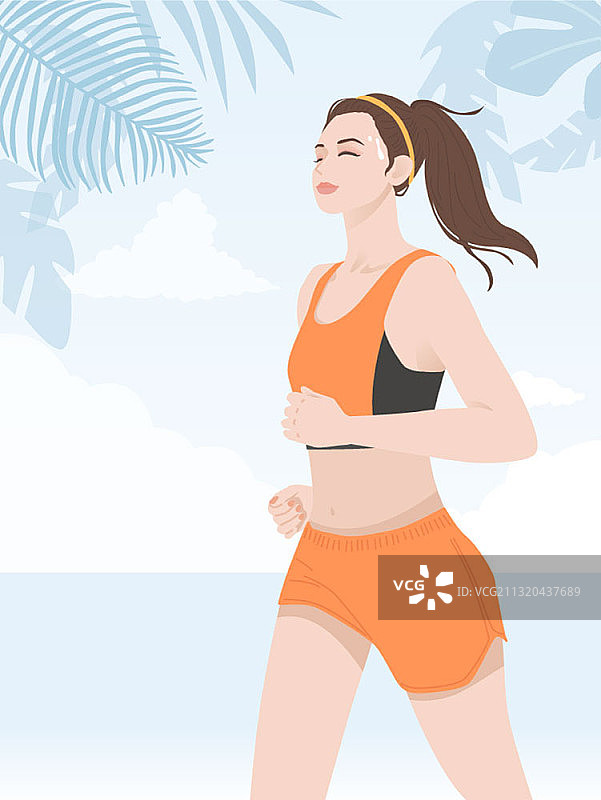 矢量插图的女人与运动服装跑步图片素材
