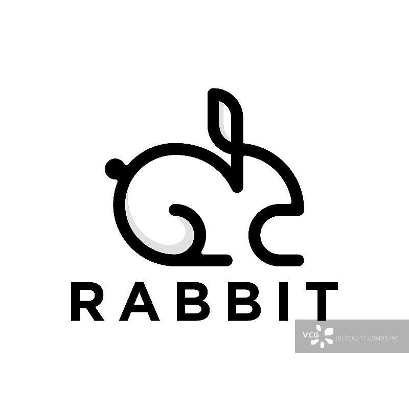 抽象简单轮廓的兔子标志图片素材
