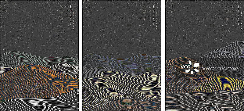 日本手绘波浪图案与抽象图片素材