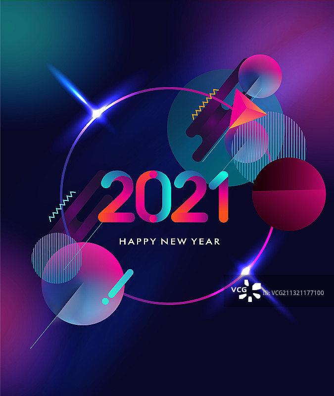 新年快乐2021彩色抽象设计图片素材