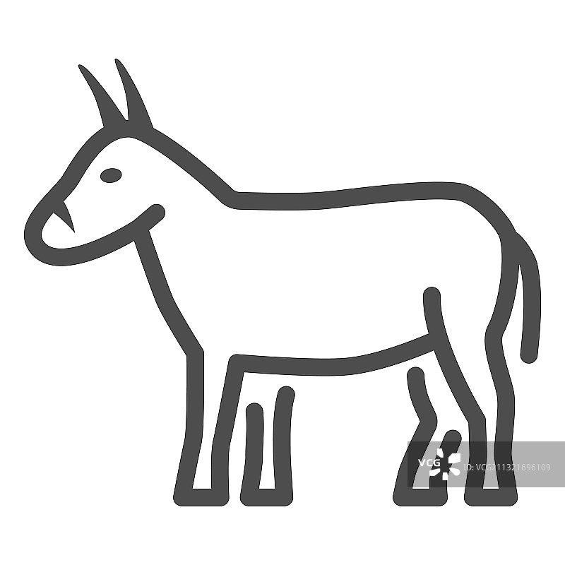 驴线图标农场动物概念骡子标志图片素材