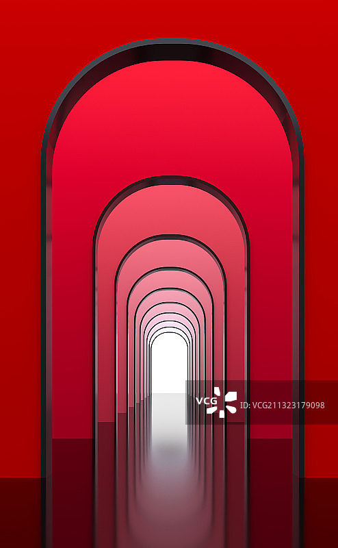 红色拱门长廊图片素材