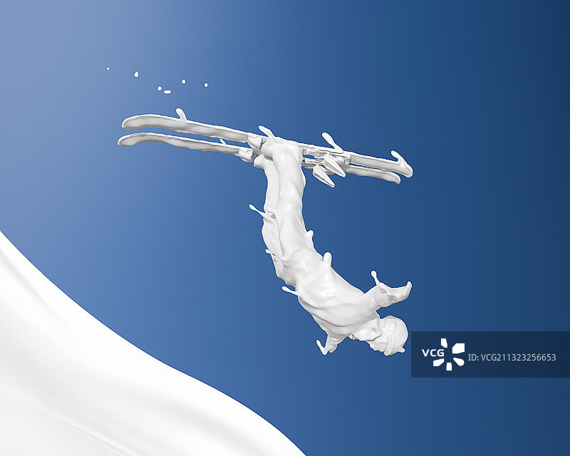 牛奶形态人物自由式滑雪图片素材