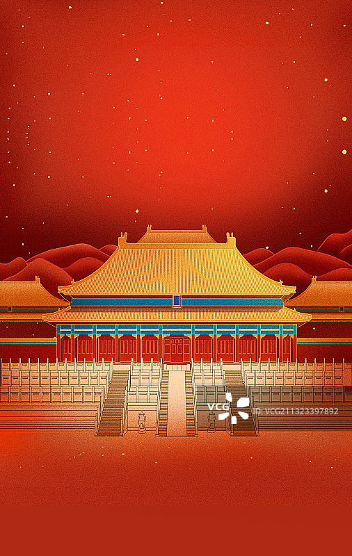 北京紫禁城插画图片素材